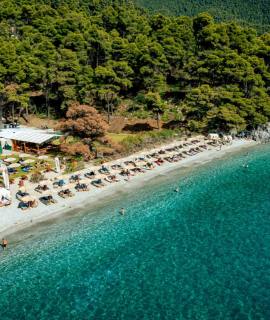 Ftelia Beach Bar on Skopelos Island Greece